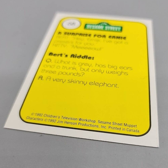 Sesame Street 1992 Ctw #68 Cat Kitten Bert Surprise For Ernie Cute Trading Card - Picture 4 of 4